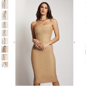 Meshki Tan Strapless Midi Dress